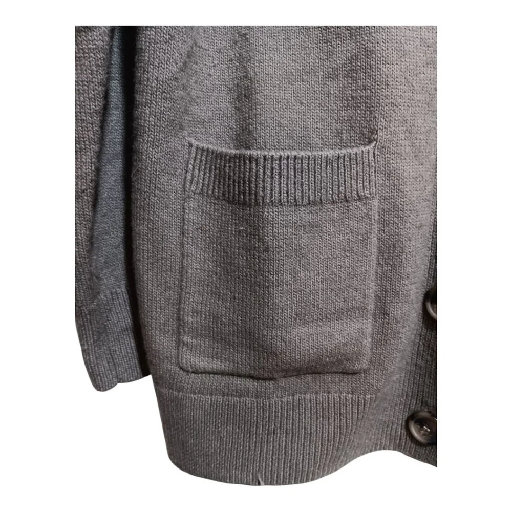 H&M Wool Blend Sage Oversized Side Slit Knit Cardigan Button Front with Pockets